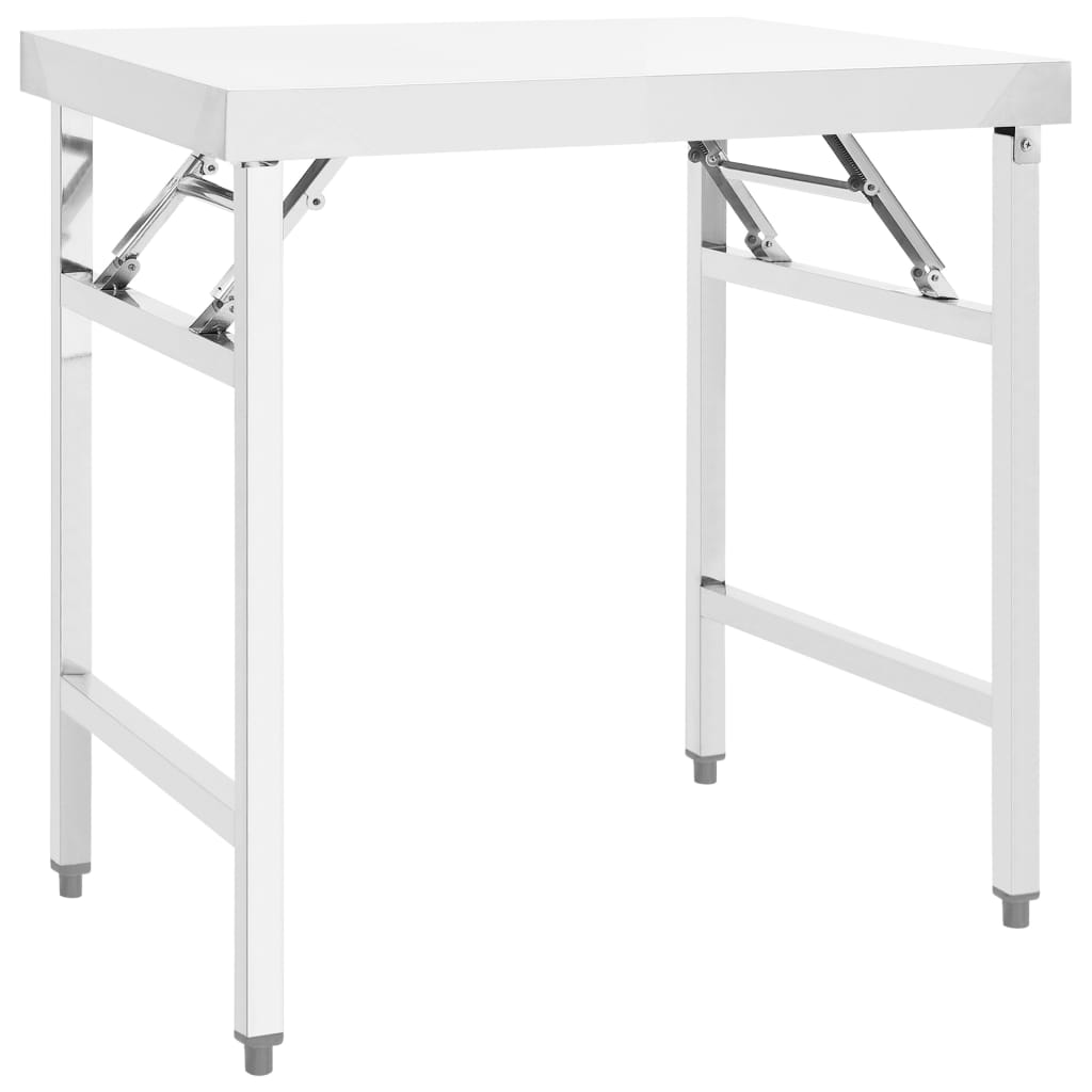 foldbart arbejdsbord til køkken 85x60x80 cm rustfrit stål billede