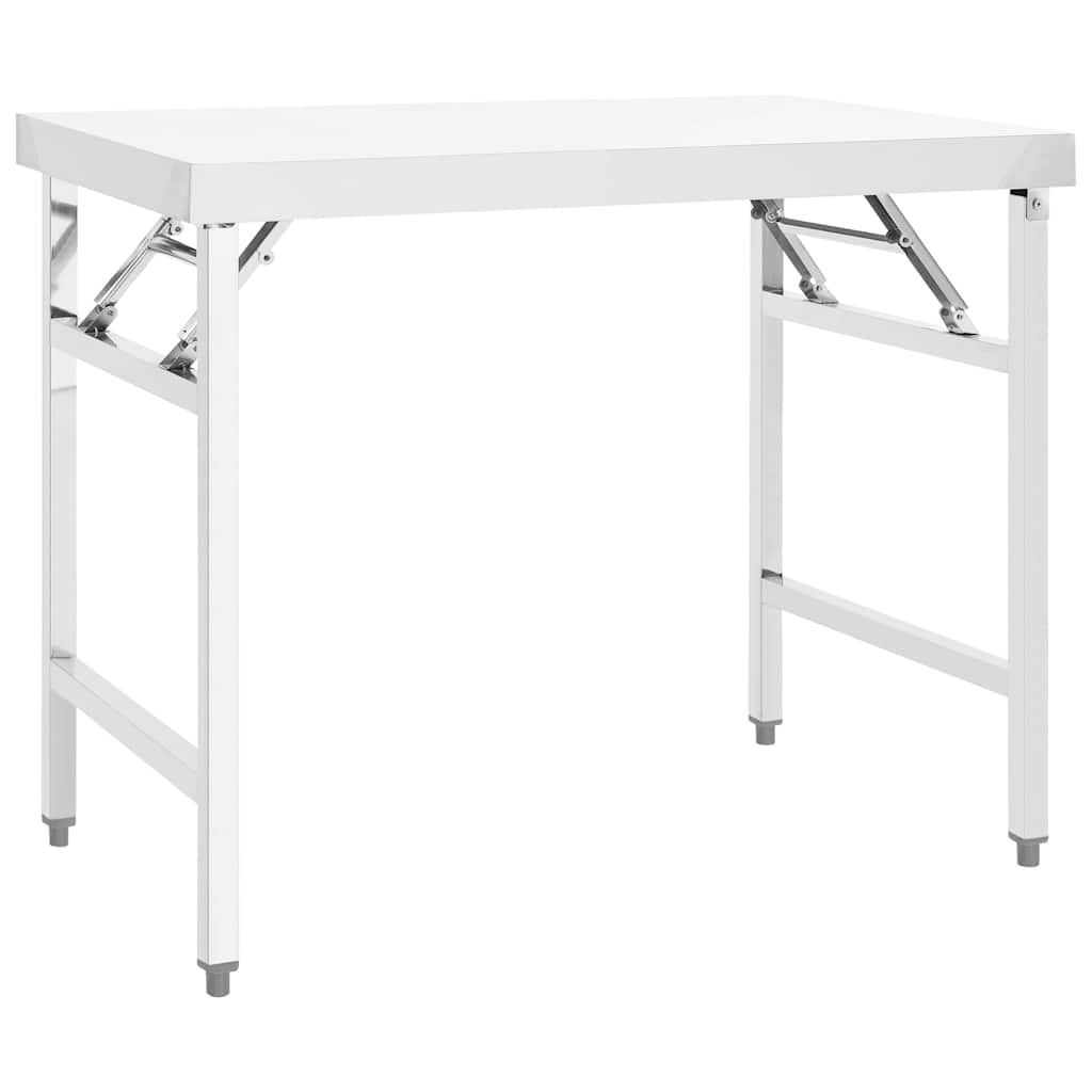 foldbart arbejdsbord til køkken 100x60x80 cm rustfrit stål billede