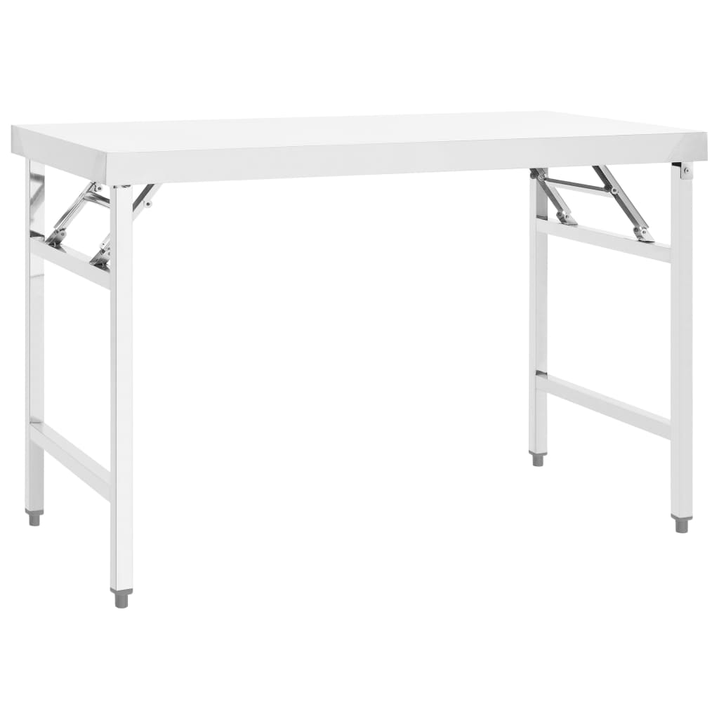 foldbart arbejdsbord til køkken 120x60x80 cm rustfrit stål billede