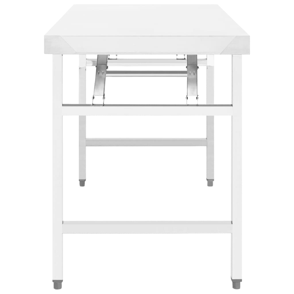 foldbart arbejdsbord til køkken 120x60x80 cm rustfrit stål