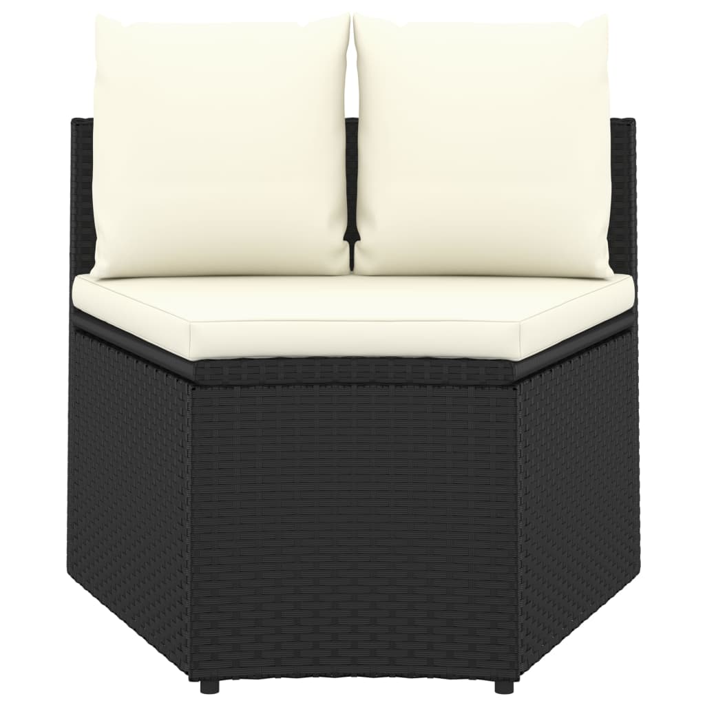 sofasæt til haven 7 dele med hynder polyrattan sort