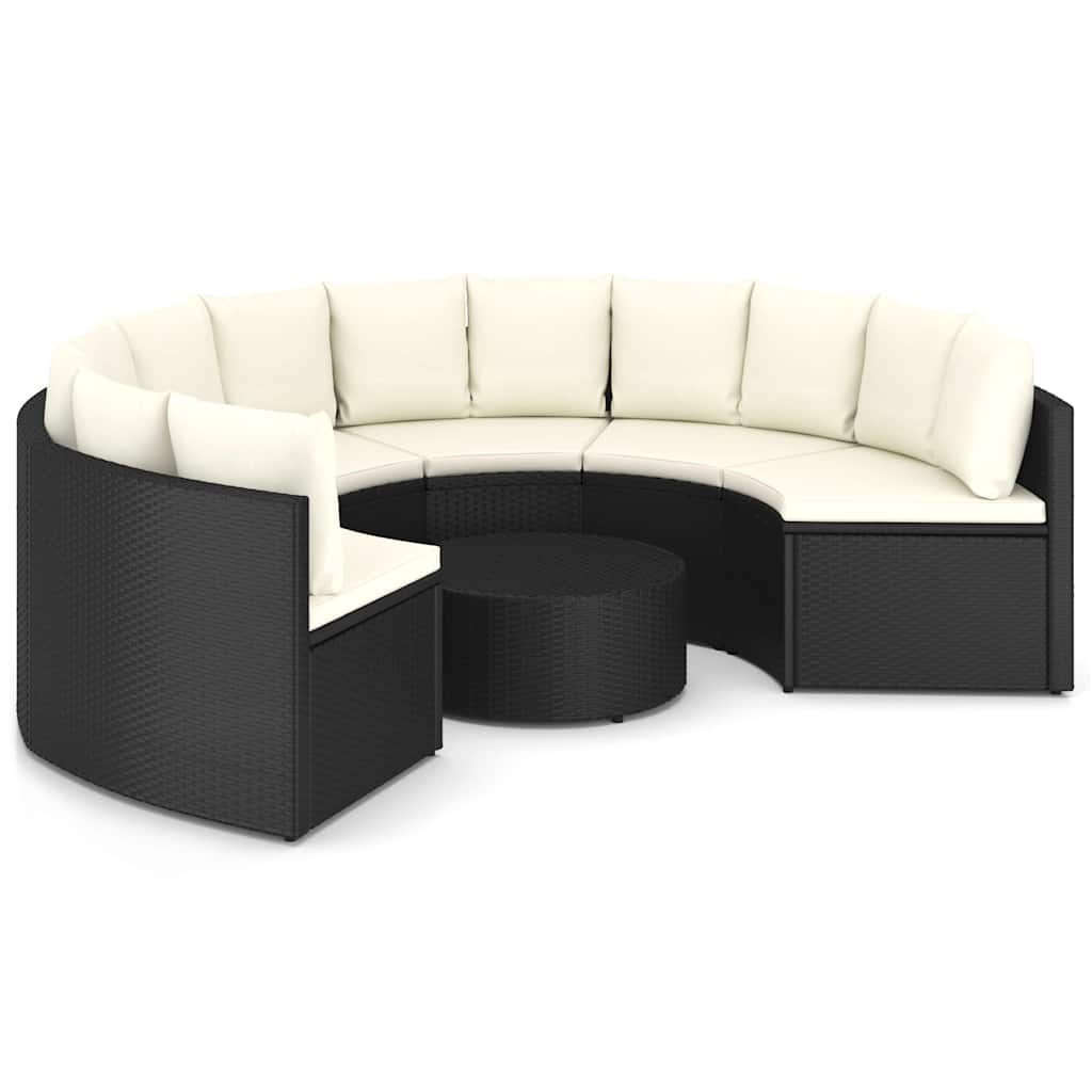 sofasæt til haven 7 dele med hynder polyrattan sort
