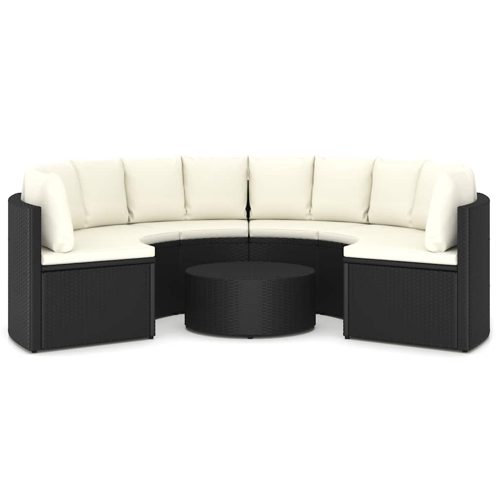 sofasæt til haven 7 dele med hynder polyrattan sort