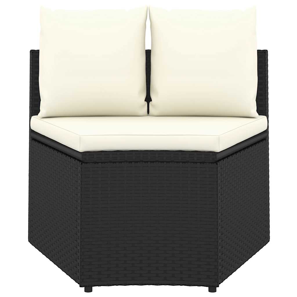 sofasæt til haven 7 dele med hynder polyrattan sort
