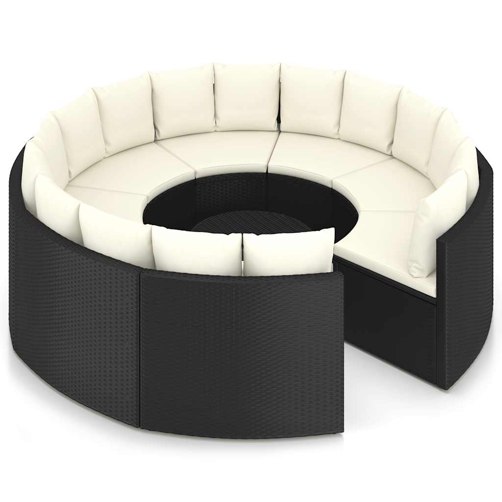 sofasæt til haven 9 dele med hynder polyrattan sort