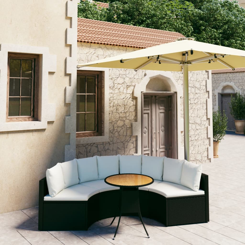 sofasæt til haven 5 dele med hynder polyrattan sort