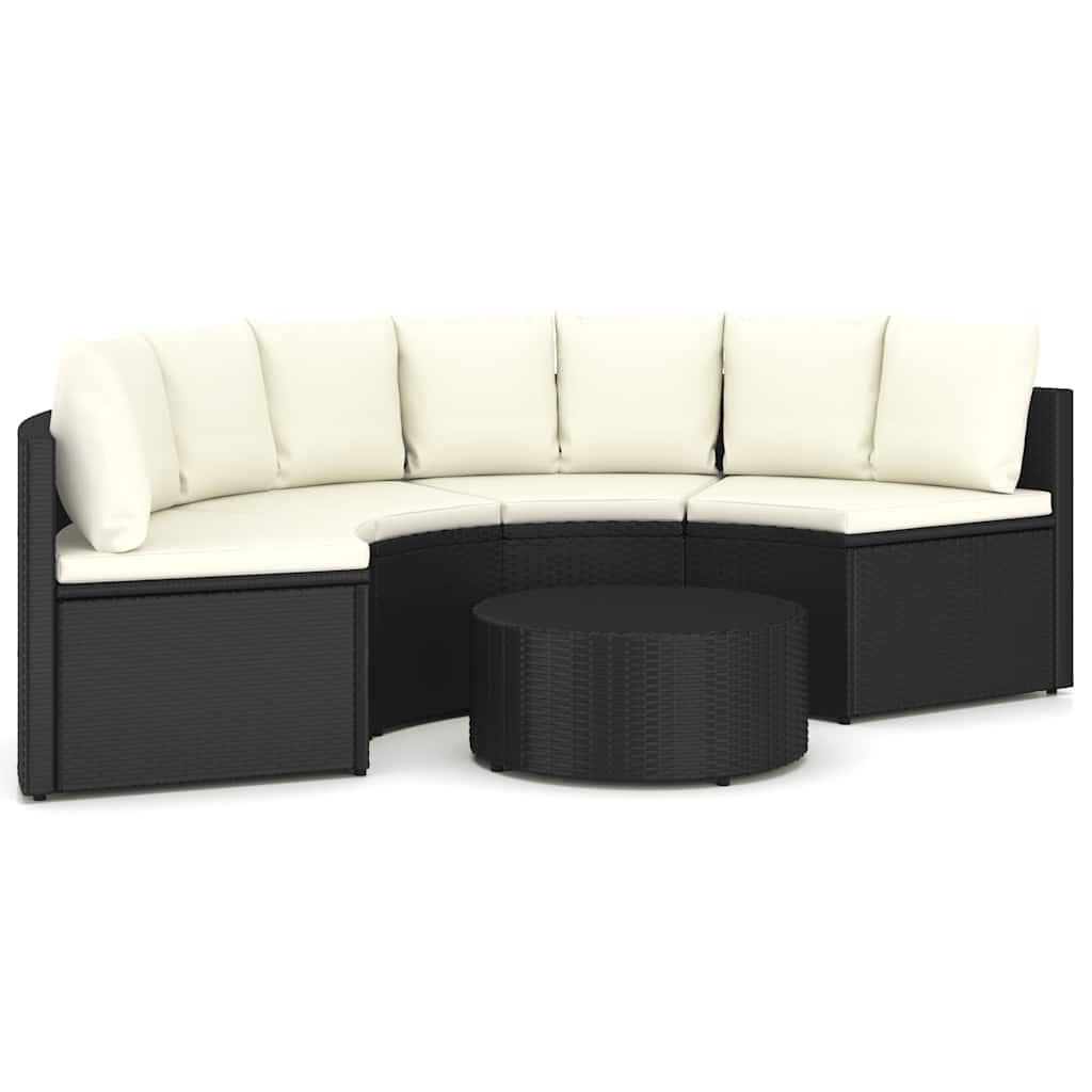 sofasæt til haven 5 dele med hynder polyrattan sort