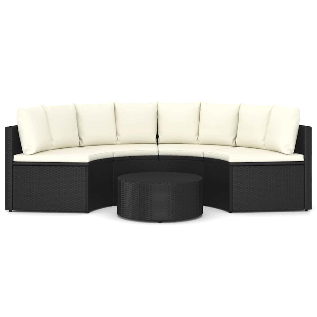 sofasæt til haven 5 dele med hynder polyrattan sort