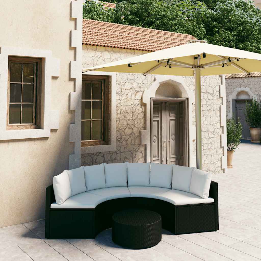 sofasæt til haven 5 dele med hynder polyrattan sort