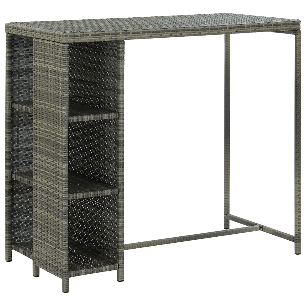 havebarsæt 5 dele med hynder polyrattan grå