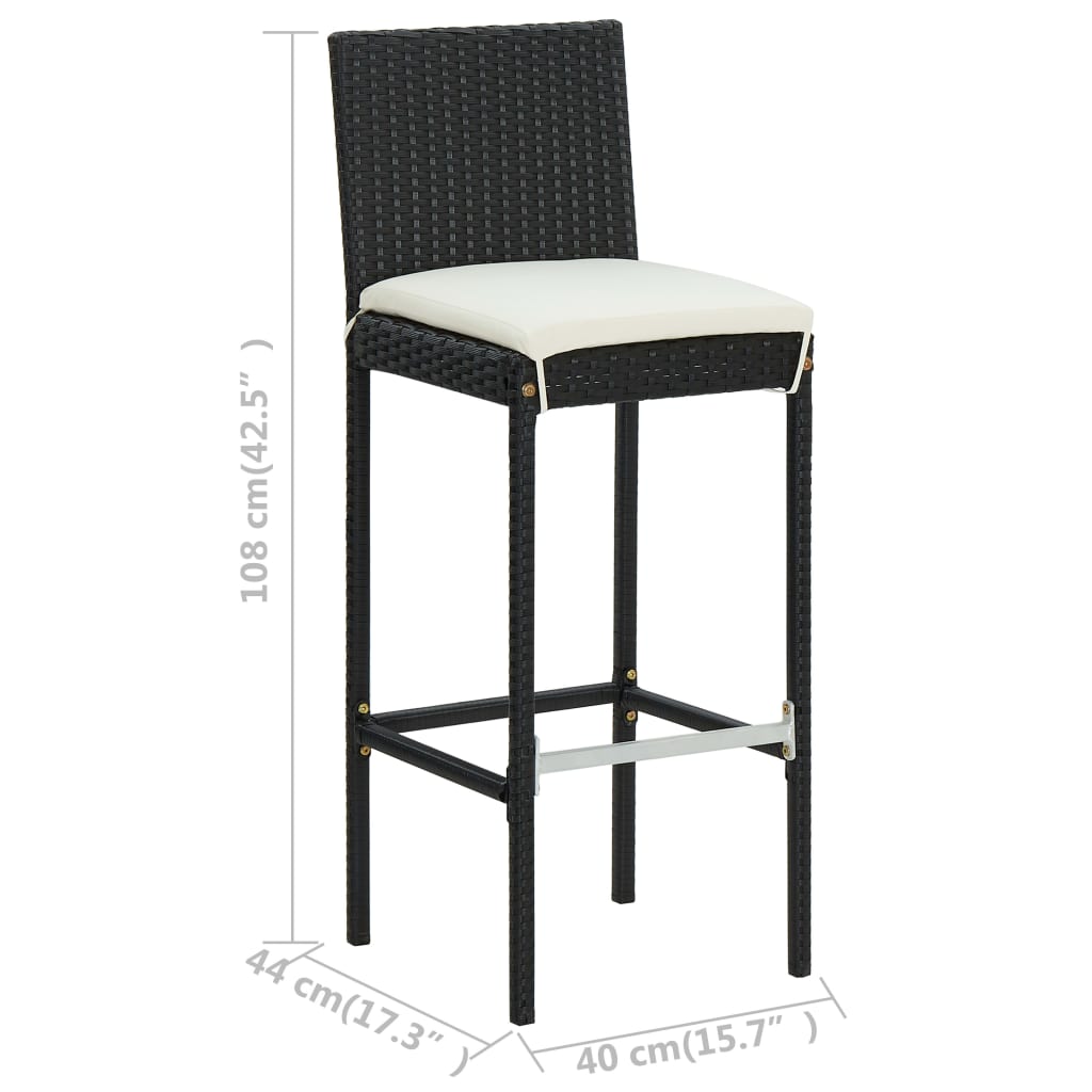 havebarsæt 5 dele med hynder polyrattan sort