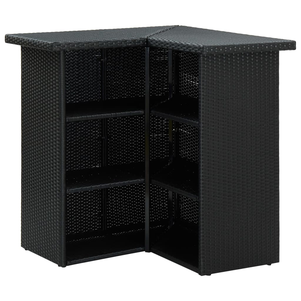 havebarsæt 4 dele med hynder polyrattan sort