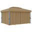 pavillon med gardin 4x3 m aluminium gråbrun