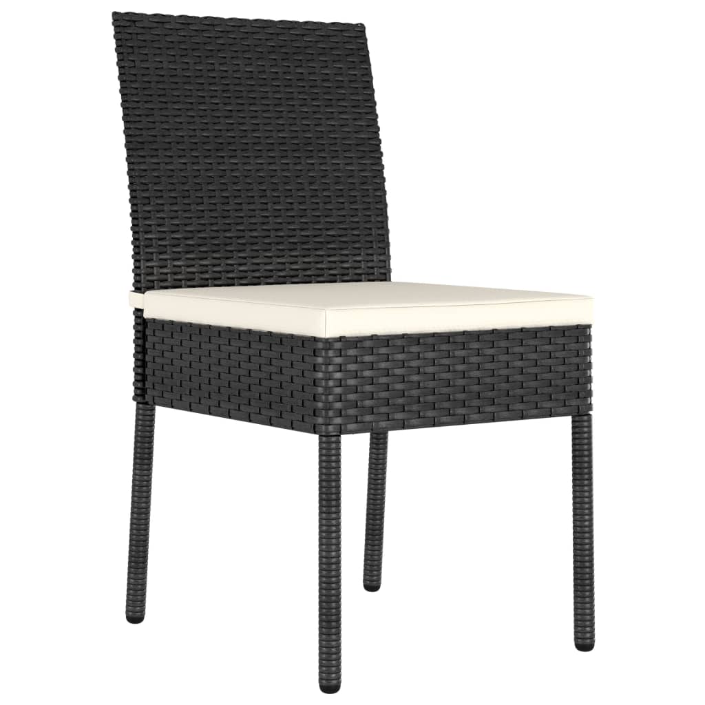 spisebordssæt til haven 3 dele polyrattan sort