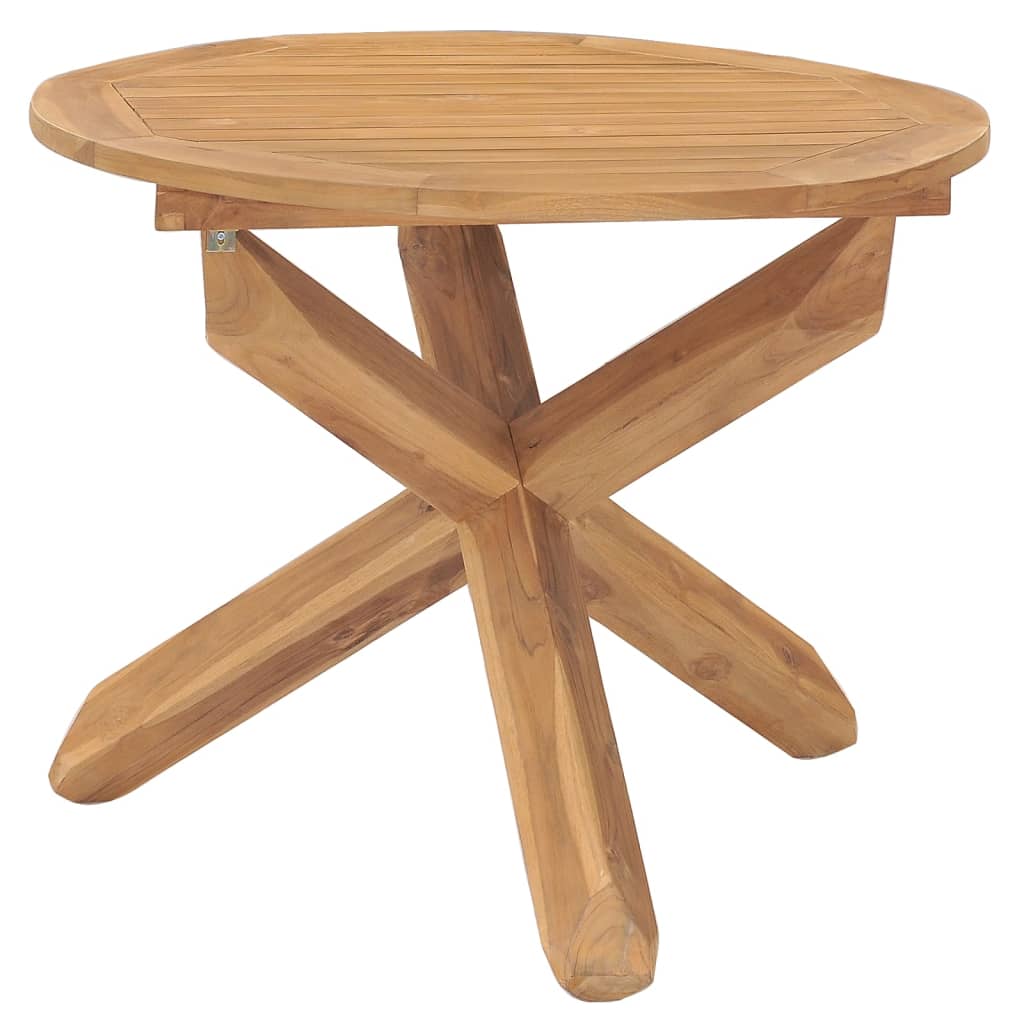 havebord Ø90x75 cm massivt teaktræ billede