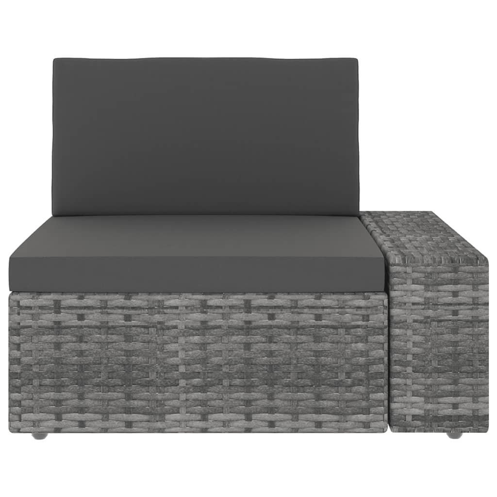 loungesæt til haven 7 dele med hynder polyrattan grå