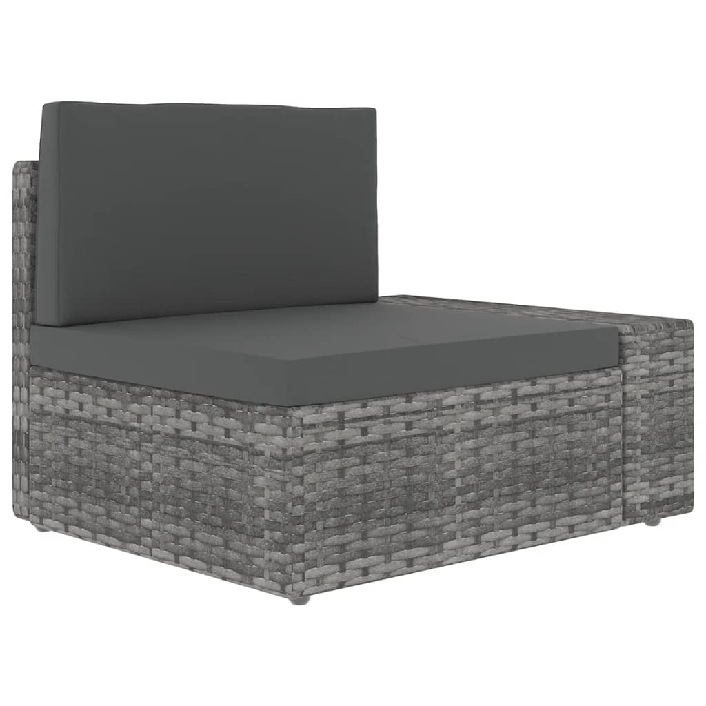 loungesæt til haven 9 dele med hynder polyrattan grå
