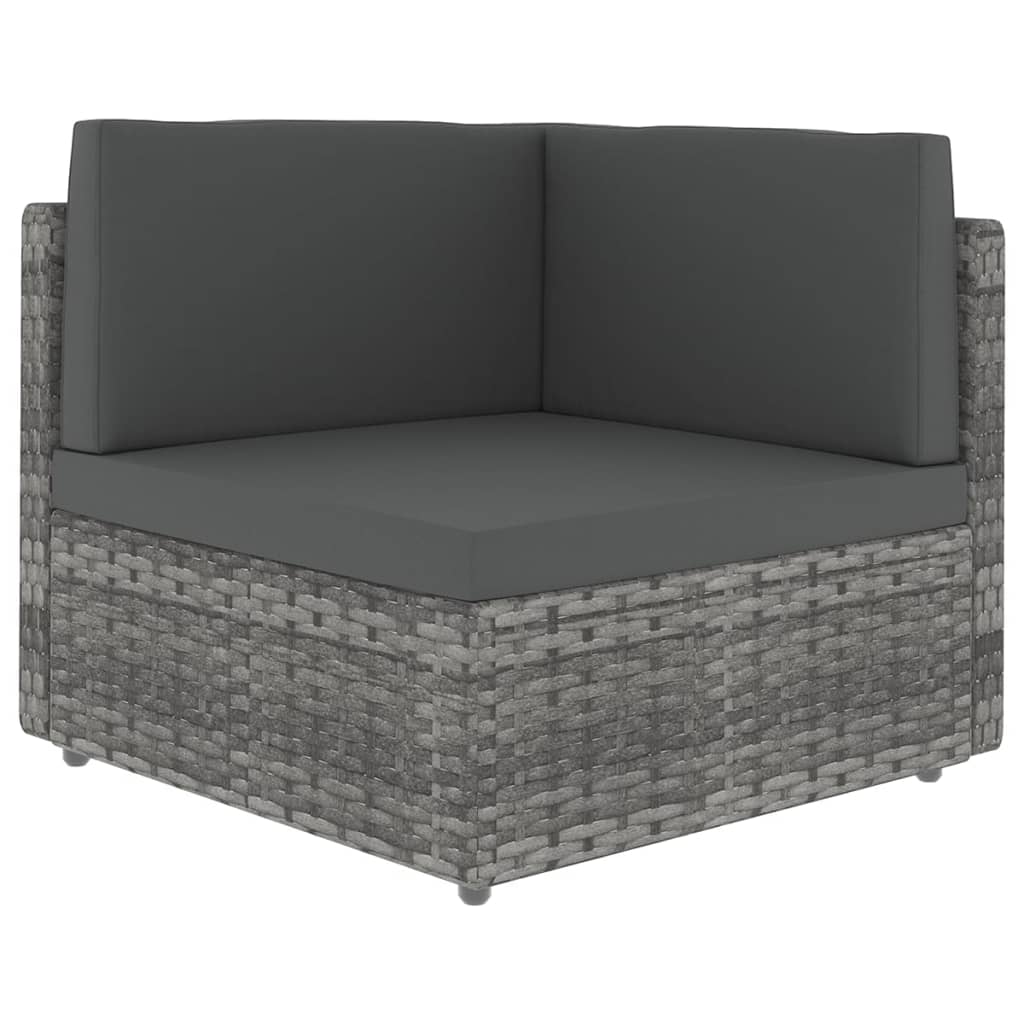 loungesæt til haven 10 dele med hynder polyrattan grå