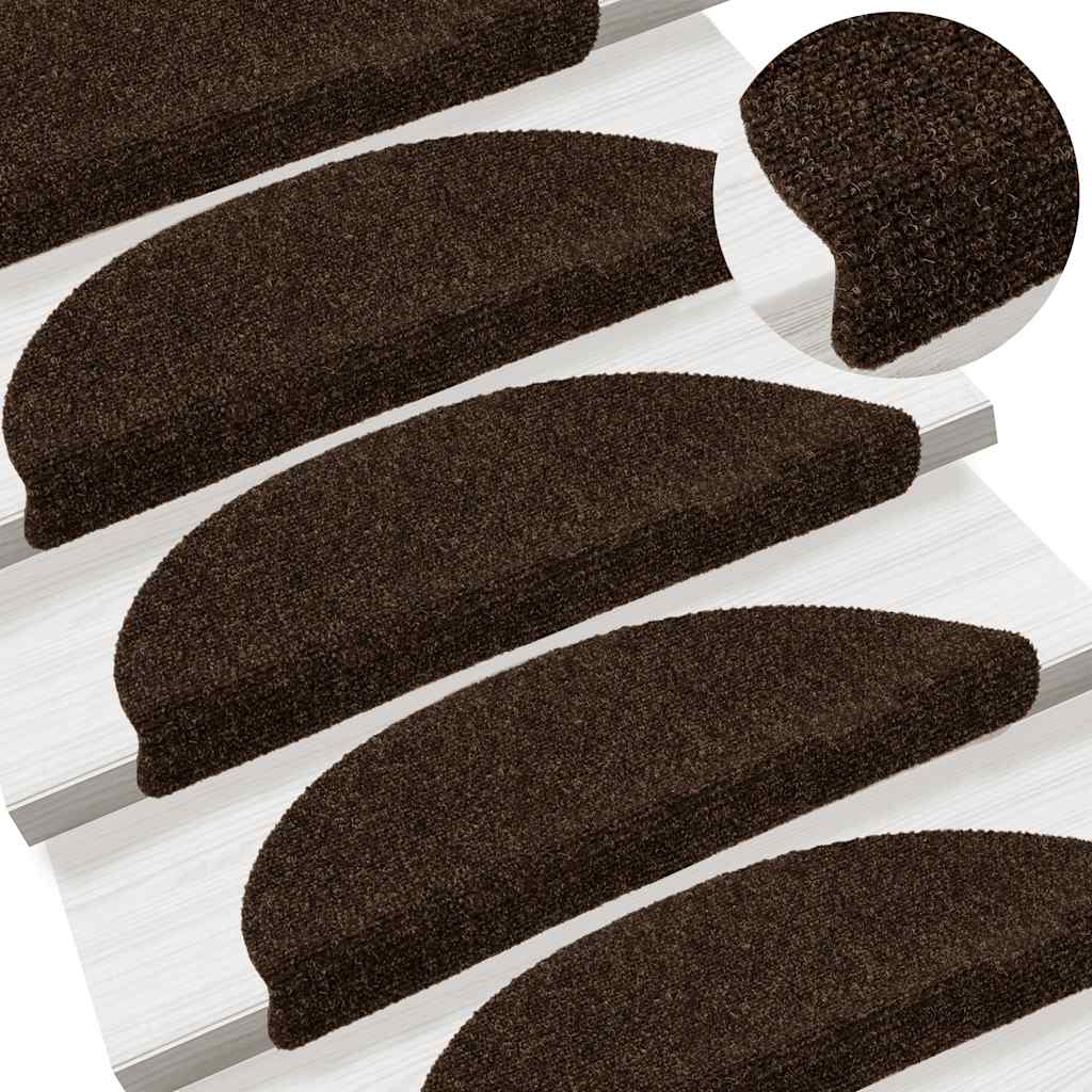 trappemåtter selvklæbende 5 stk. 56x17x3 cm brune halvrund