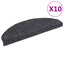 trappemåtter selvklæbende 10 stk. 65x21x4 cm mørkegrå halvrunde store