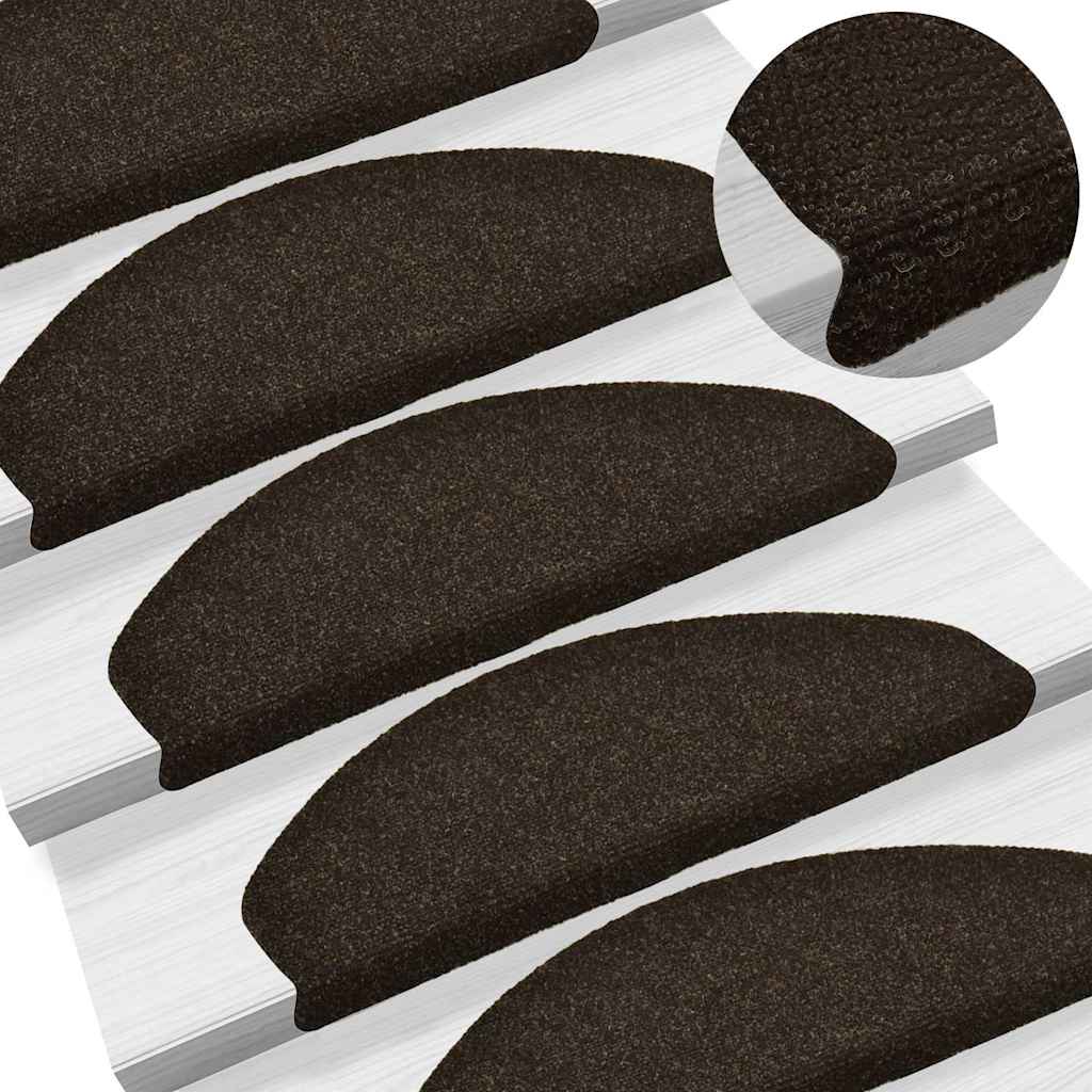 trappemåtter selvklæbende 10 stk. 65x21x4 cm mørkebrune halvrund store