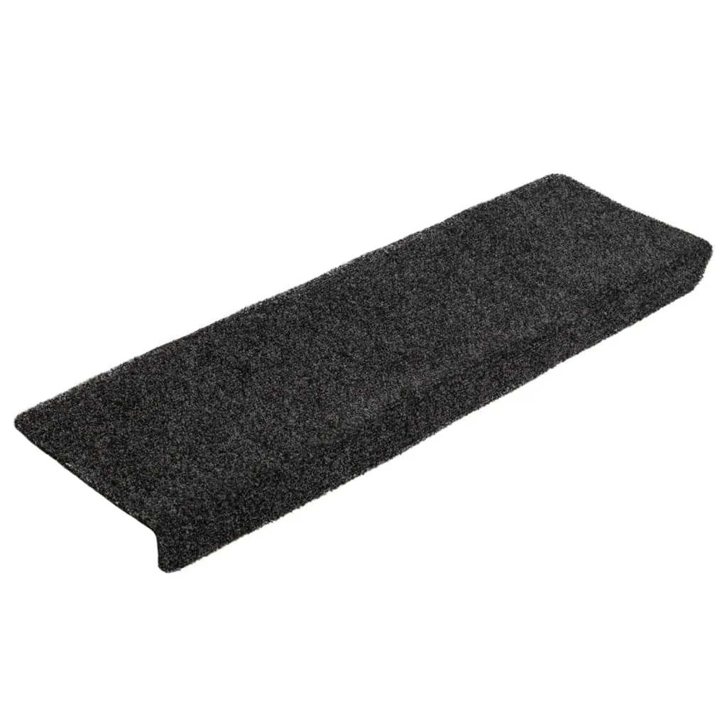 trappemåtter selvklæbende 10 stk. 65x21x4 cm sorte rektangulære kant