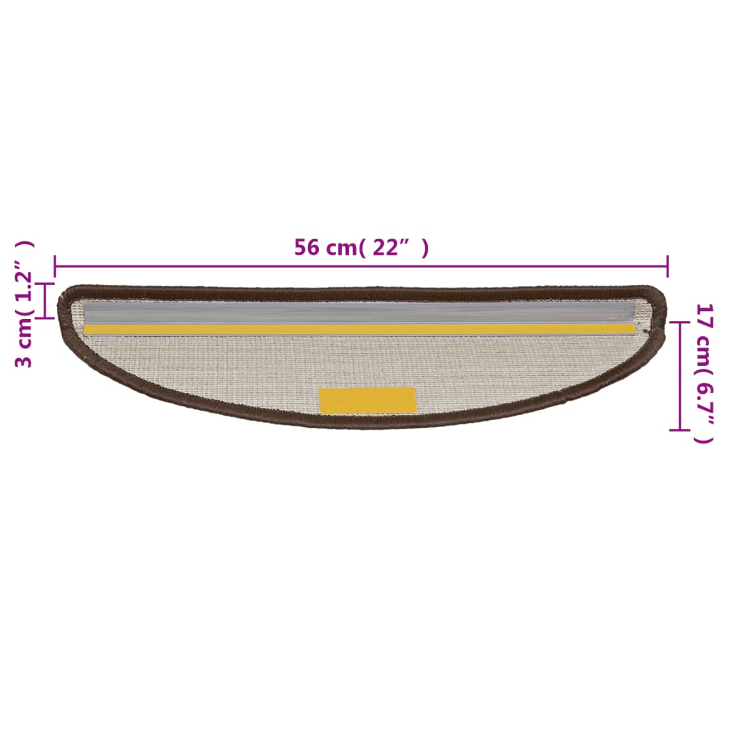 trappemåtter 10 stk. 56x17x3 cm brune halvrunde