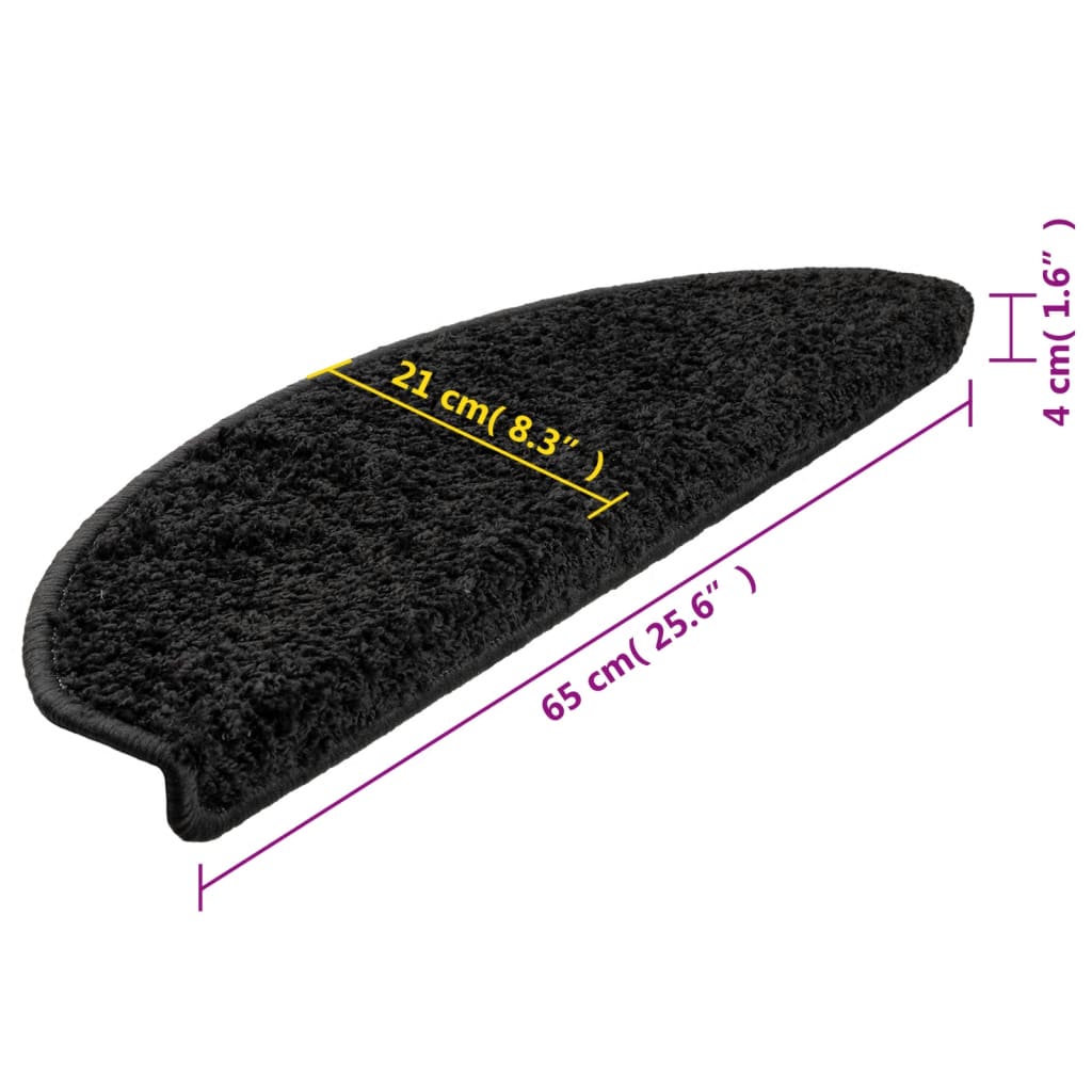 trappemåtter 10 stk. 65x21x4 cm sorte halvrund store