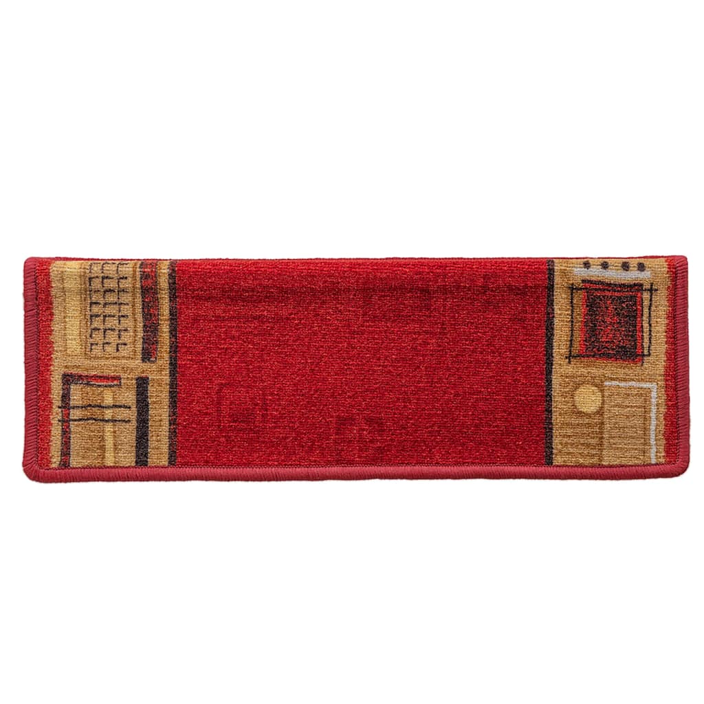 selvklæbende trappemåtter 10 stk. 65x21x4 cm rød