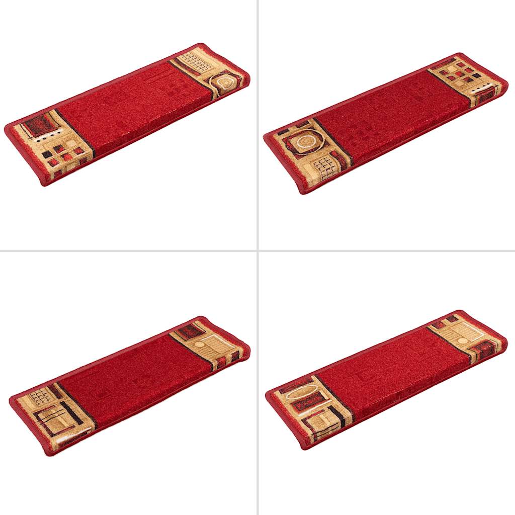 selvklæbende trappemåtter 10 stk. 65x21x4 cm rød