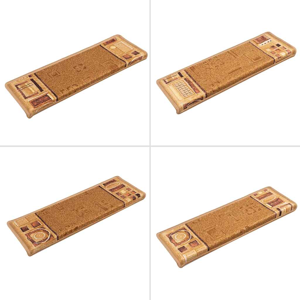selvklæbende trappemåtter 10 stk. 65x21x4 cm beige