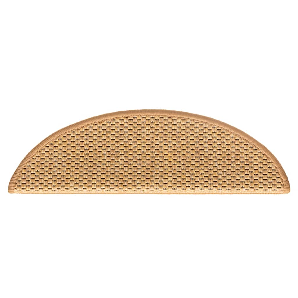 selvklæbende trappemåtter 15 stk. 56x17x3 cm sisalfarve
