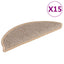 selvklæbende trappemåtter 15stk. 56x17x3cm sisal-look lys beige