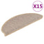 selvklæbende trappemåtter 15stk. 65x21x4cm sisal-look lys beige