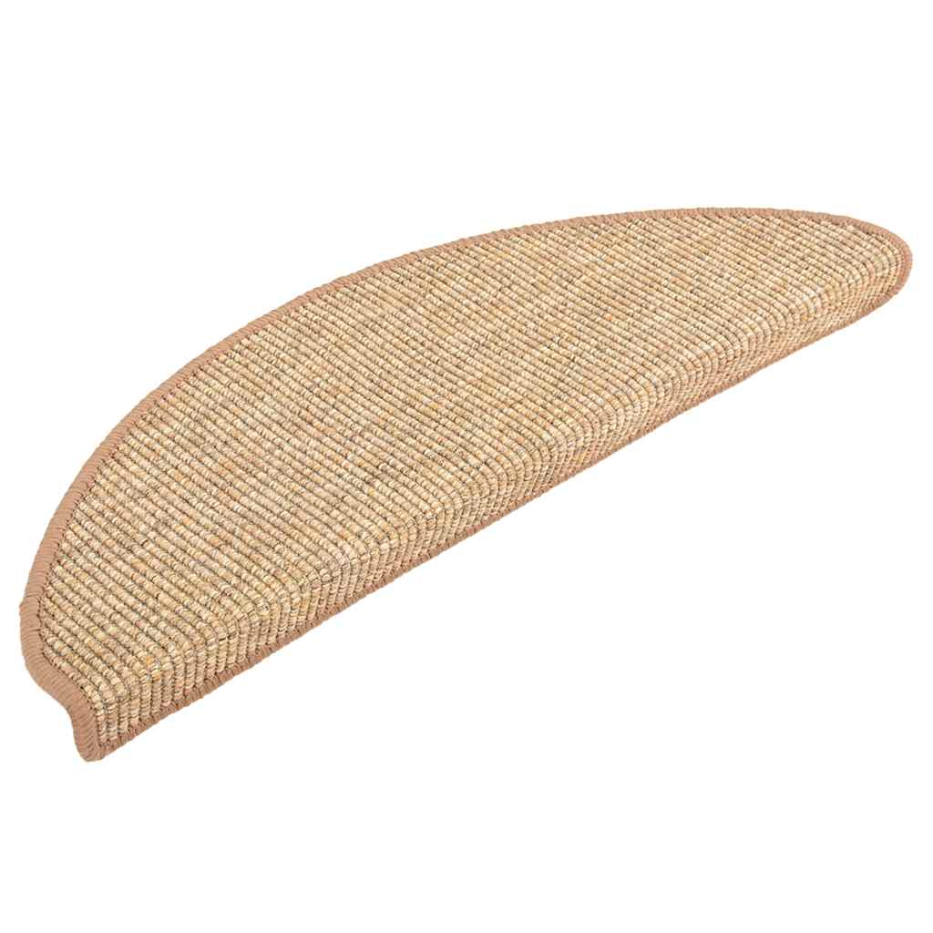 trappemåtter 15 stk. 56x17x3 cm lysebrune halvrunde
