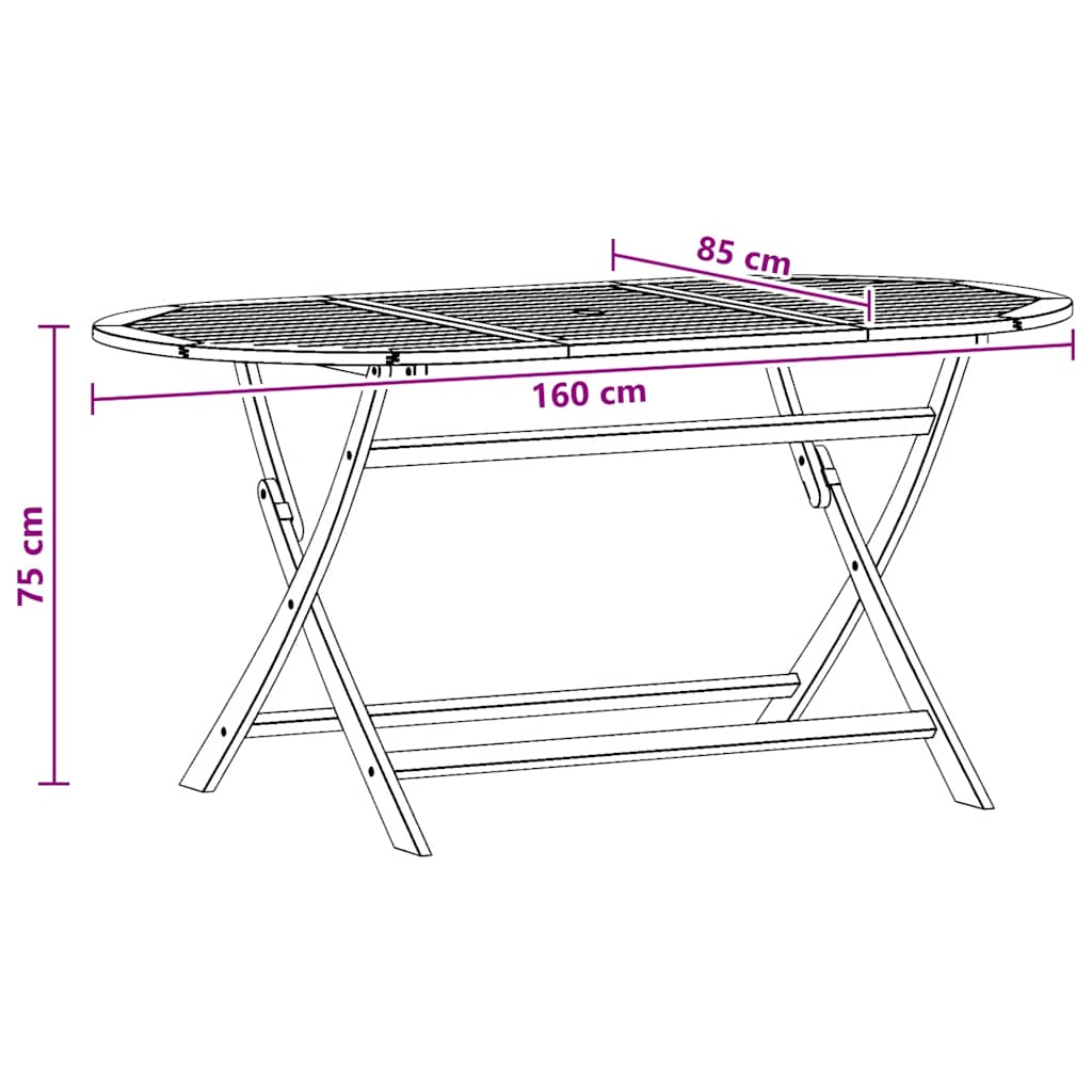 foldbart havebord 160x85x75 cm massivt eukalyptustræ