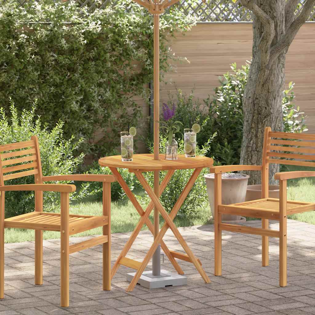 foldbart havebord Ø60x75 cm massivt eukalyptustræ billede