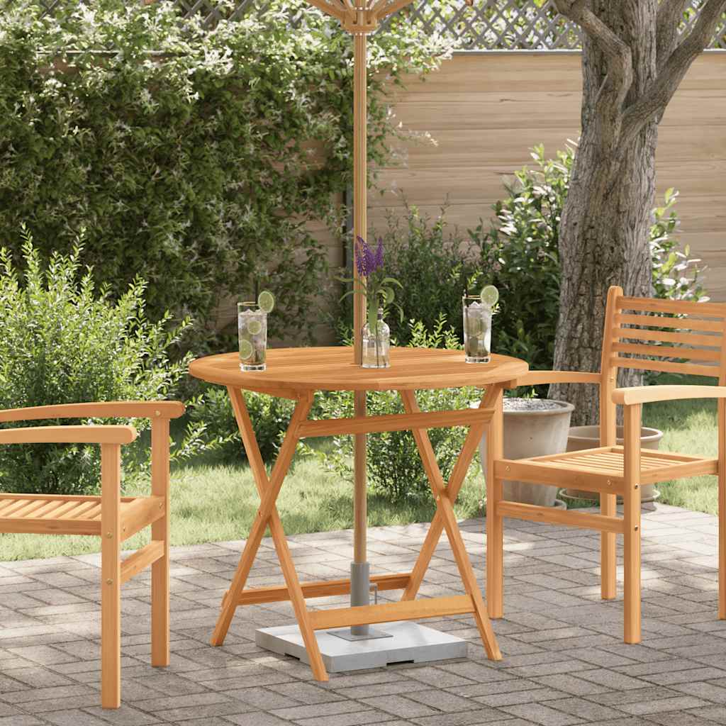 foldbart havebord Ø90x75 cm massivt eukalyptustræ billede