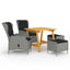 spisebordssæt til haven 5 dele lysegrå