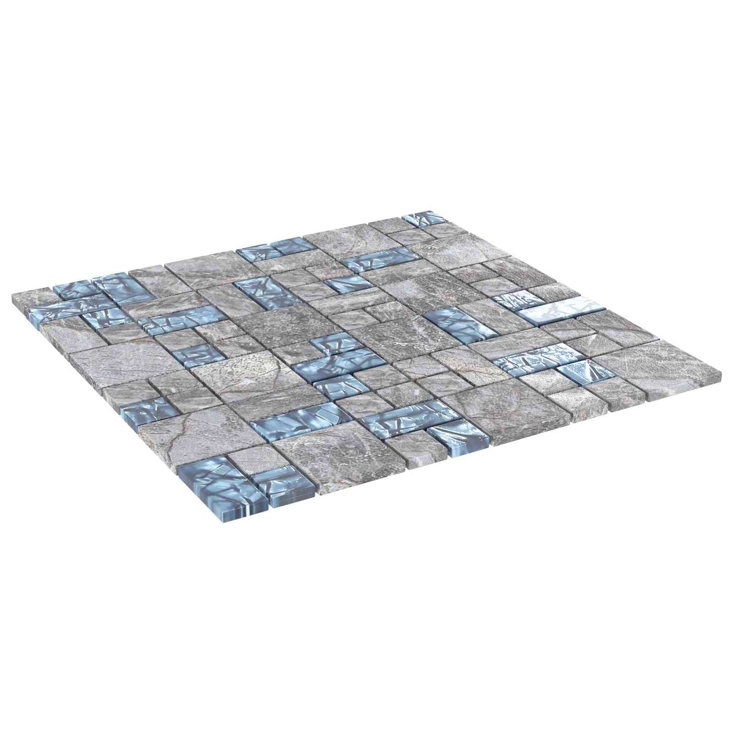 Mosaikflise 11 pcs Grå og Blå 50 x 50 cm Glas