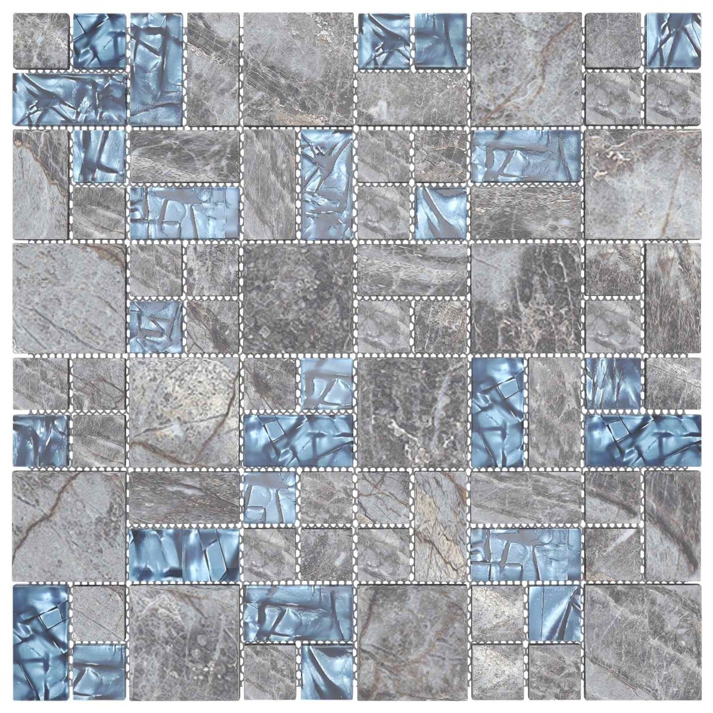 Mosaikflise 22 pcs Grå og Blå 50 x 50 cm Glas