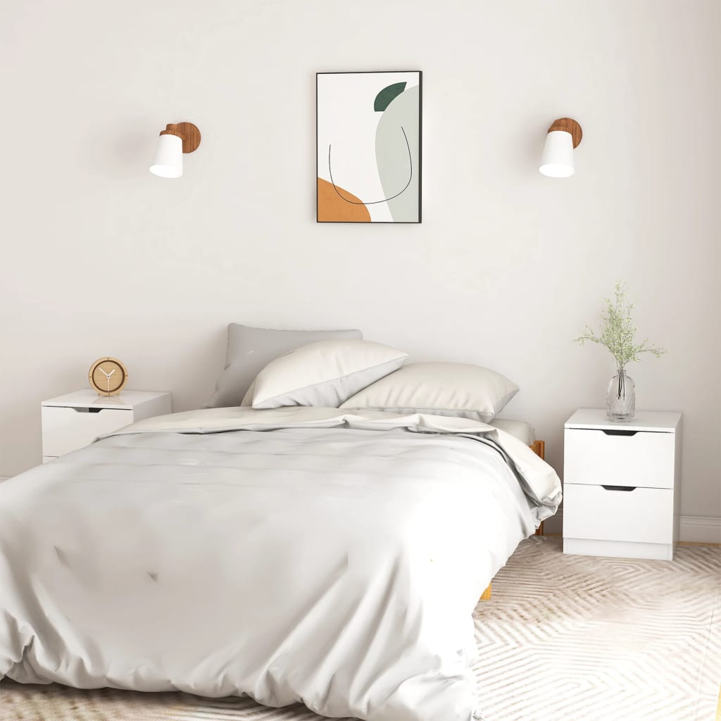 sengeborde 2 stk. 40x40x50 cm konstrueret træ hvid højglans
