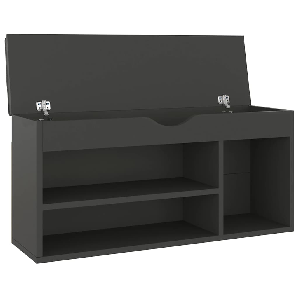 skobænk med hynde 104x30x49 cm konstrueret træ grå