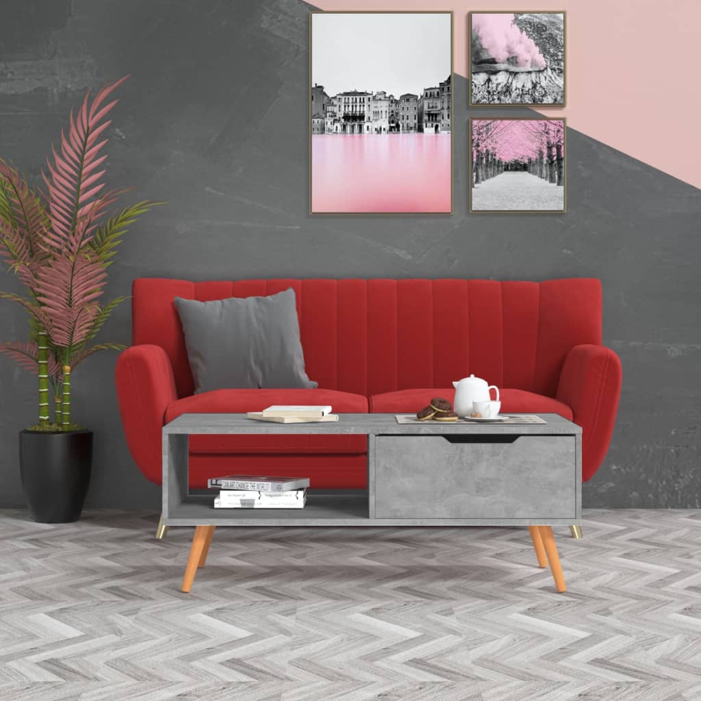 sofabord 100x49,5x43 cm konstrueret træ betongrå