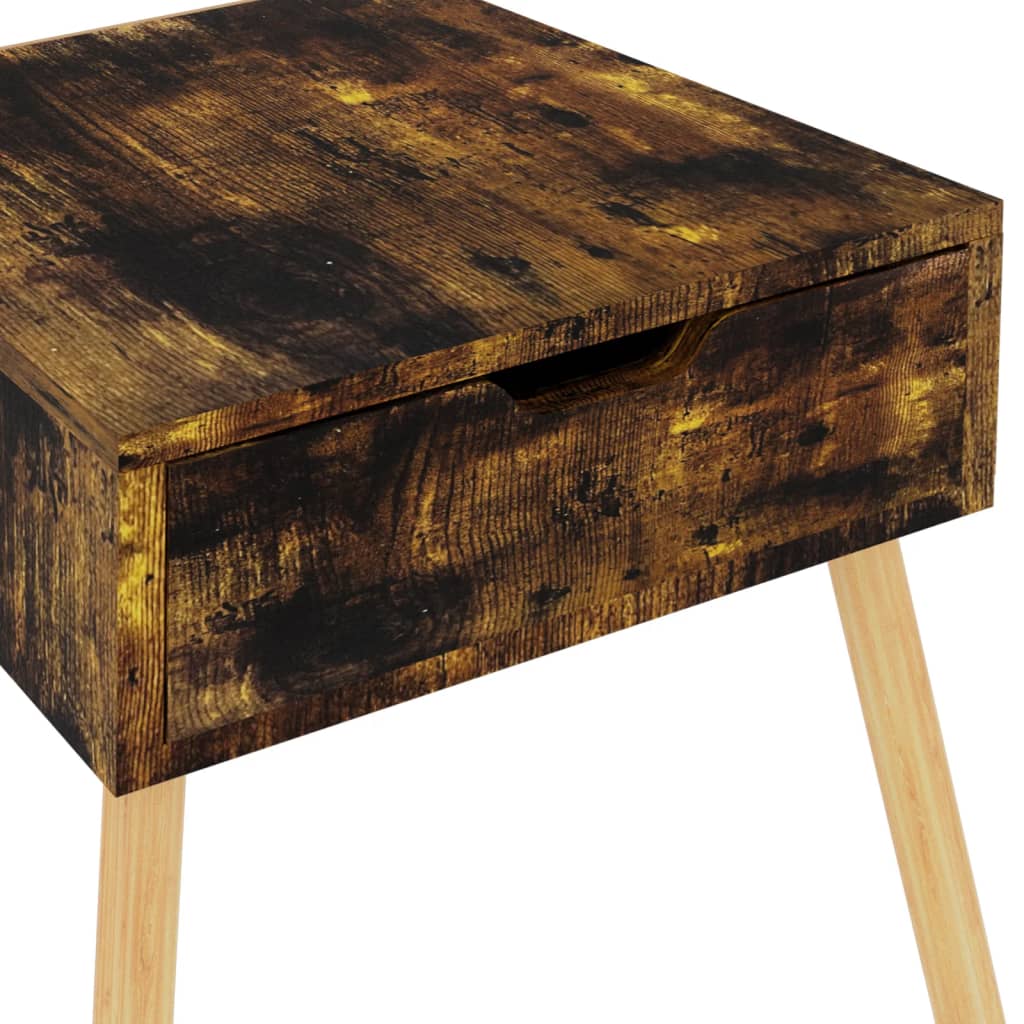 sengeborde 2 stk. 40x40x56 cm konstrueret træ røget eg