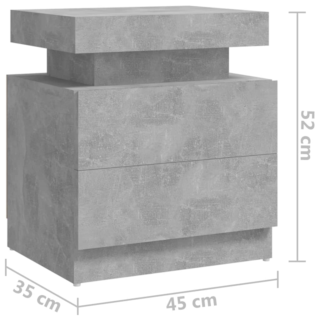 sengebord 45x35x52 cm konstrueret træ betongrå