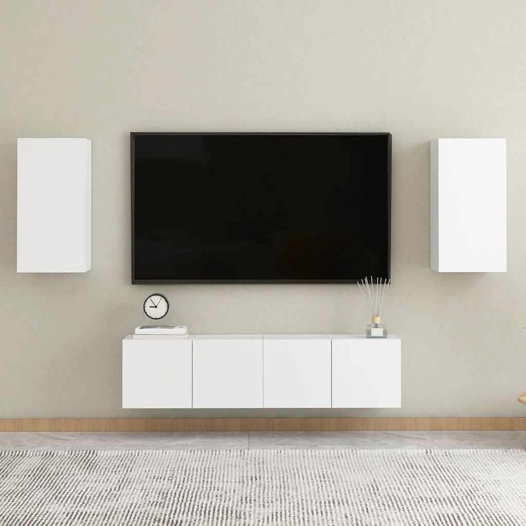 tv-bord 30,5x30x60 cm konstrueret træ hvid