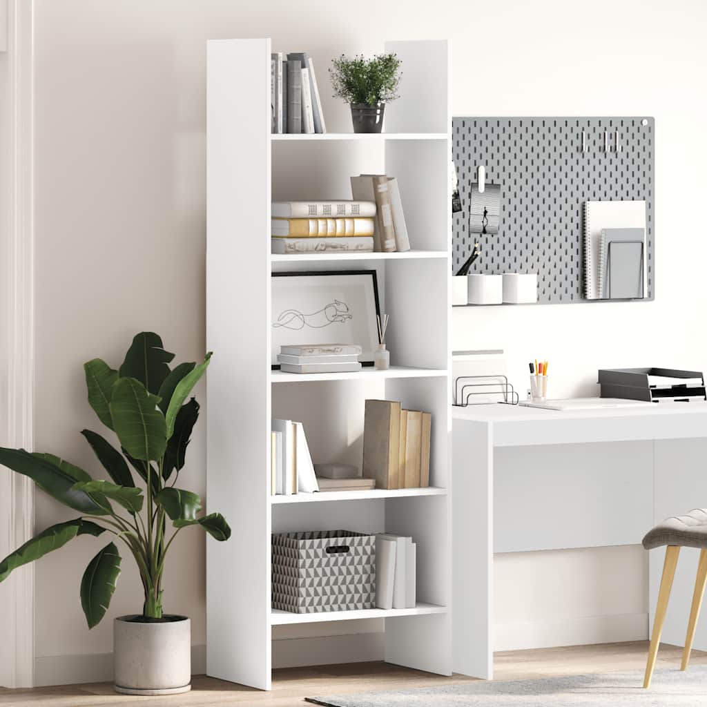bogreol 60x35x180 cm konstrueret træ hvid