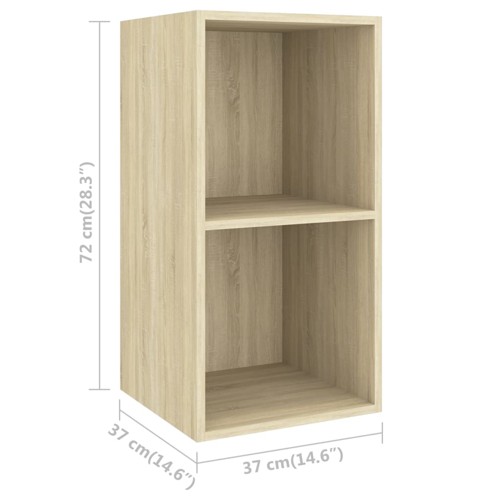 væghængt tv-bord 37x37x72 cm konstrueret træ sonoma-eg