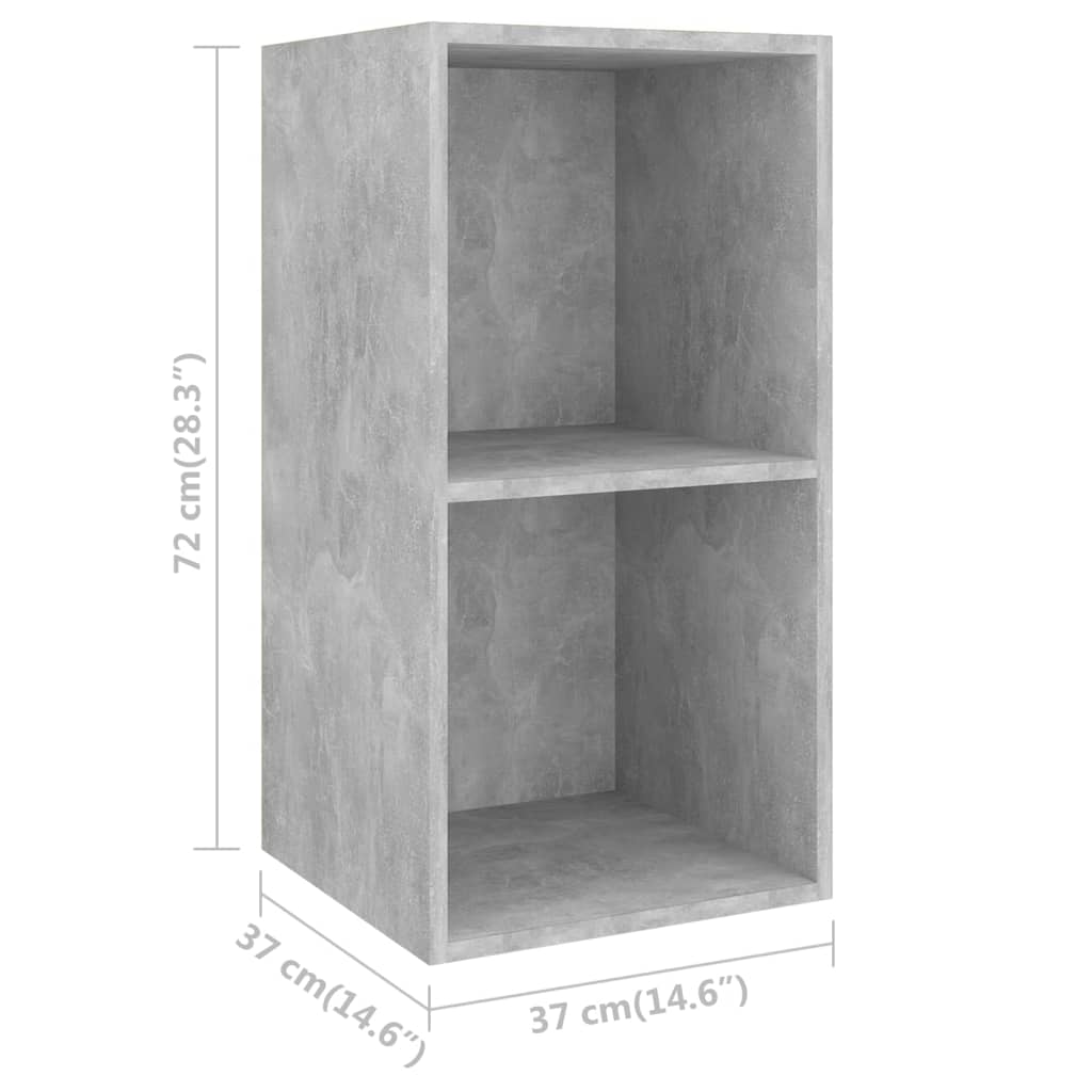 væghængt tv-bord 37x37x72 cm konstrueret træ betongrå